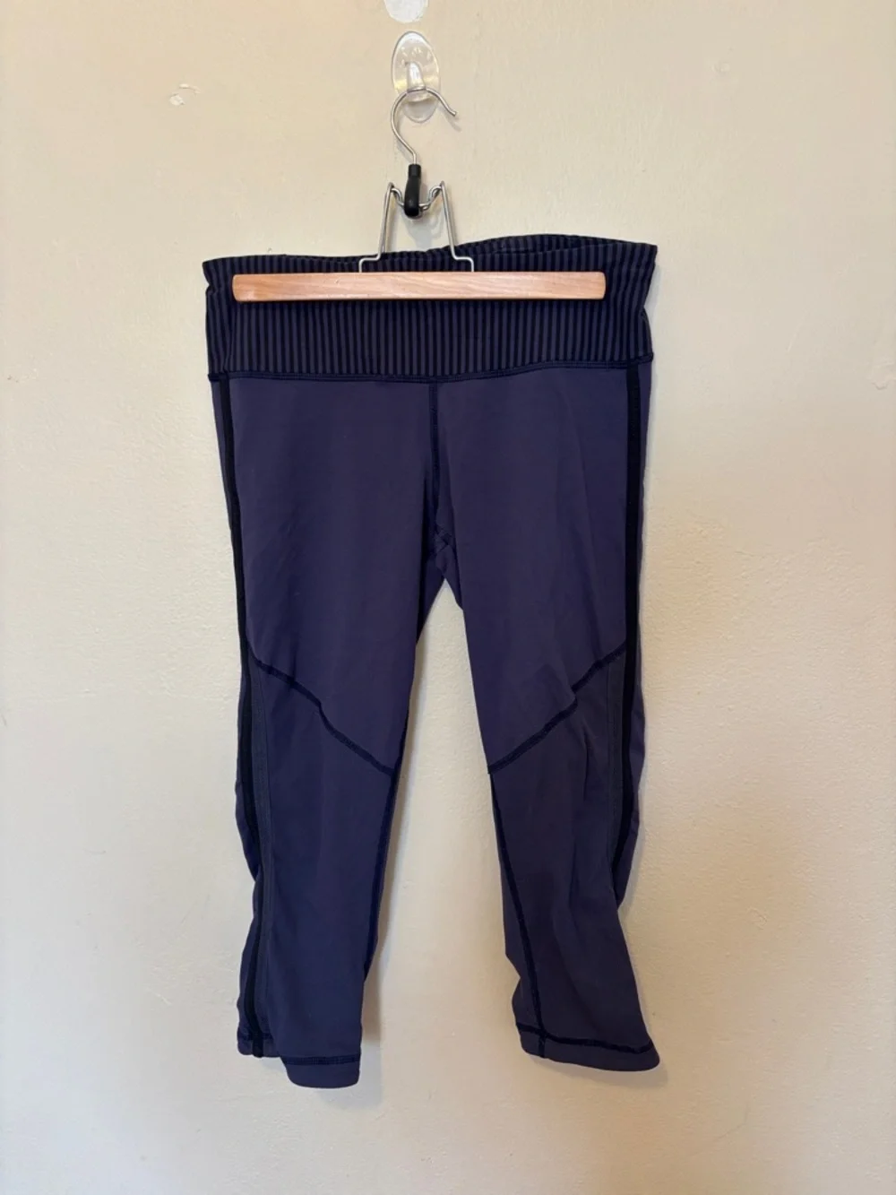 lululemon athletica Dark Navy Capri Leggings with Ribbed Foldover Waist